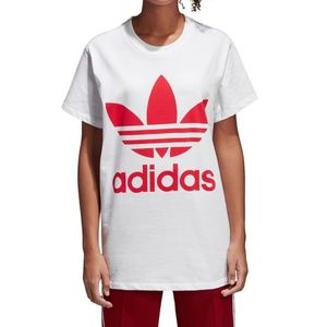 Adidas Red Adicolor Oversized Trefoil T-Shirt